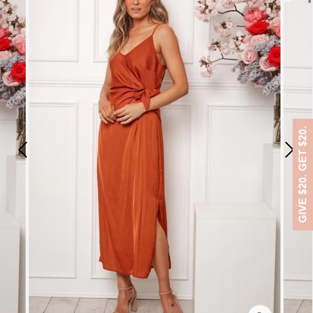 Esther and co. Rust wrap dress.